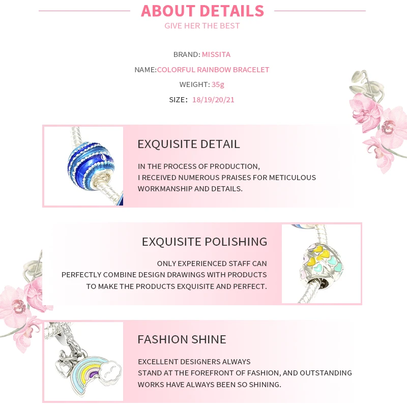 MISSITA Фэнтези Радуга серии браслет красочные цвета радуги бусины браслеты для