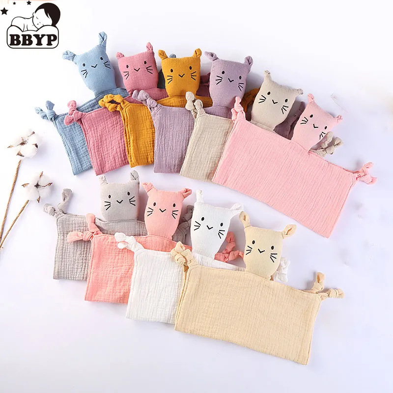 

Baby Soother Appease Towel Bib Soft Animal Cat Doll Teether Infants Comfort Sleeping Nursing Cuddling Blanket Toys