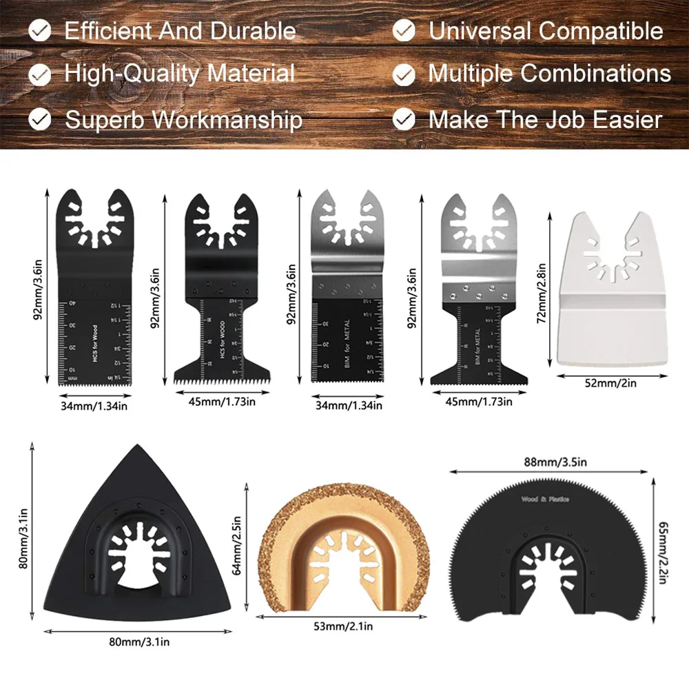 

32pcs Oscillating Saw Blades Kit Professional Assorted Accessories Durable Cutting Multifunctional Home Wood Metal Quick Release