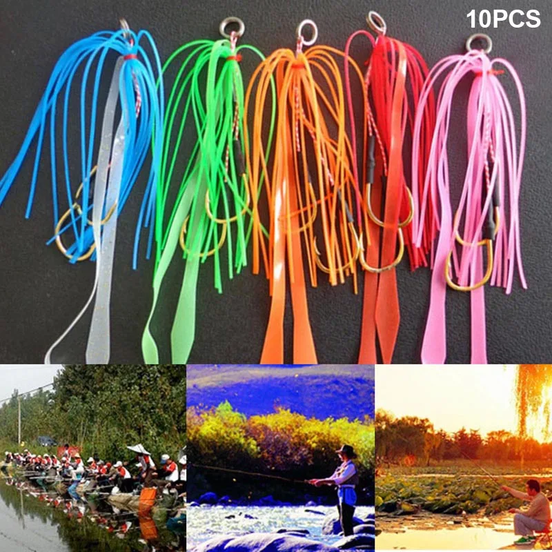 

10 шт., силиконовые светящиеся рыболовные приманки с крючками