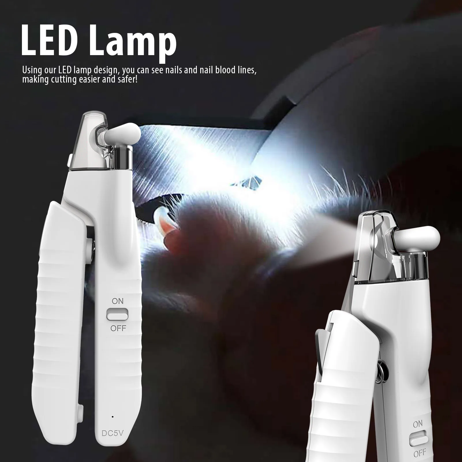 

Professional Pet Cat Dog Nail Clippers Durable Sharp Safe Beauty Scissors Pet With LED Light Sharp Blades Nail Trimmer