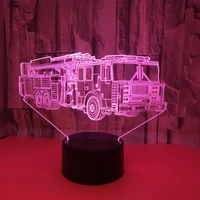 3d fire engine modelling table lamp 7 colors changing fire truck car night light usb sleep light fixture bedroom decor kids gift