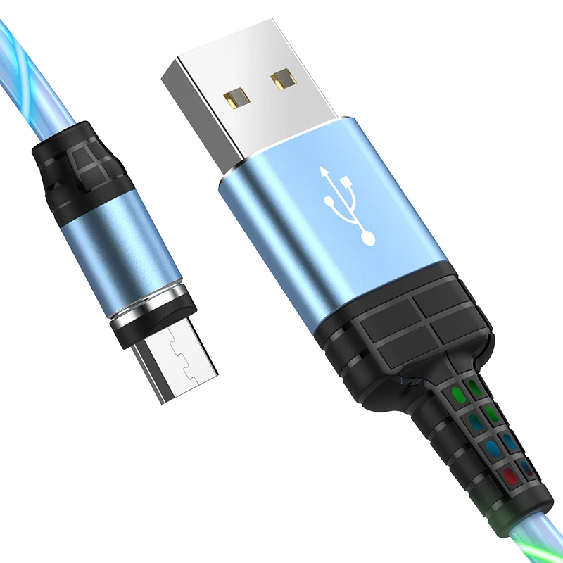 Магнитный кабель Micro USB HOCO 2 4 А со светодиодной подсветкой для Samsung Xiaomi Huawei Android