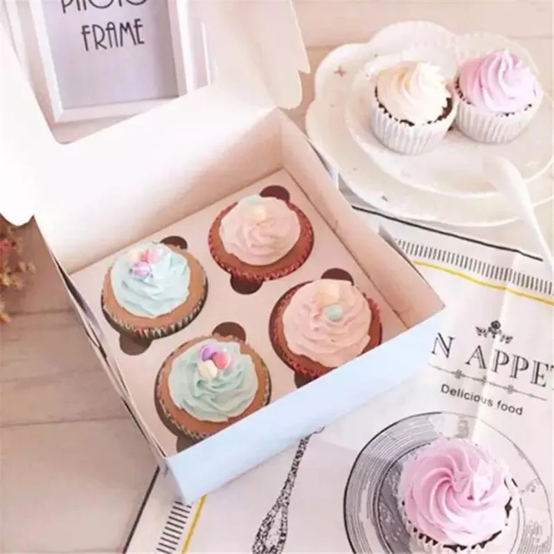 10 шт. упаковка кекса коробка с окном Цветочные кексы печенье мешок для конфет 4