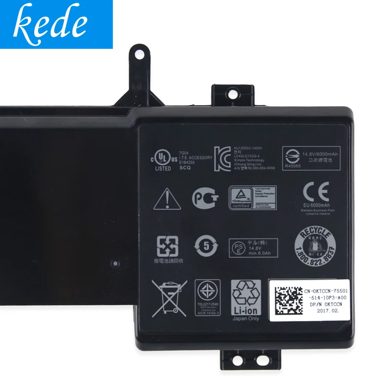 Kede Оригинальный аккумулятор для ноутбука 6jhdv Dell YKWXX 5046J Alienware 17 R2 R3 (14 8 в 92