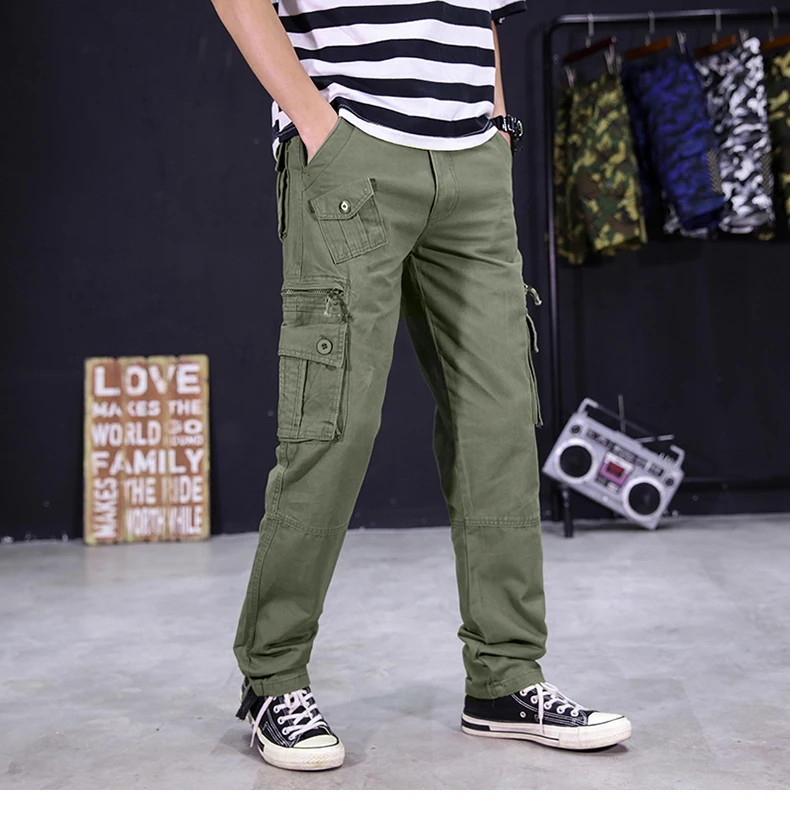 Брюки-карго мужские с несколькими карманами мешковатые Хлопковые Штаны на