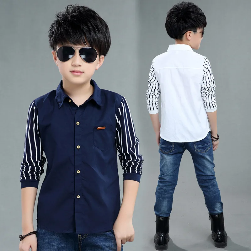 

Children's Clothing Boys' Shirts Long Sleeve 2021 Trendy Big Kids Casual Children Striped Spring and Autumn Shirts