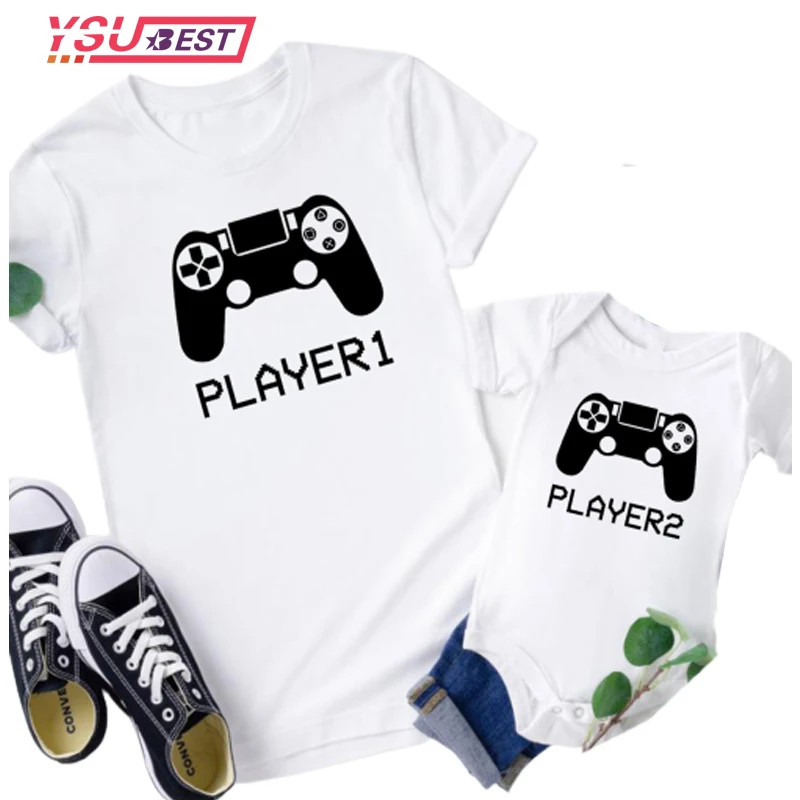 Camiseta de manga corta con estampado divertido de padre e hijo, playera de verano para pap&aacute;, Body para beb&eacute;, ropa a juego familiar, 1 ud.-0
