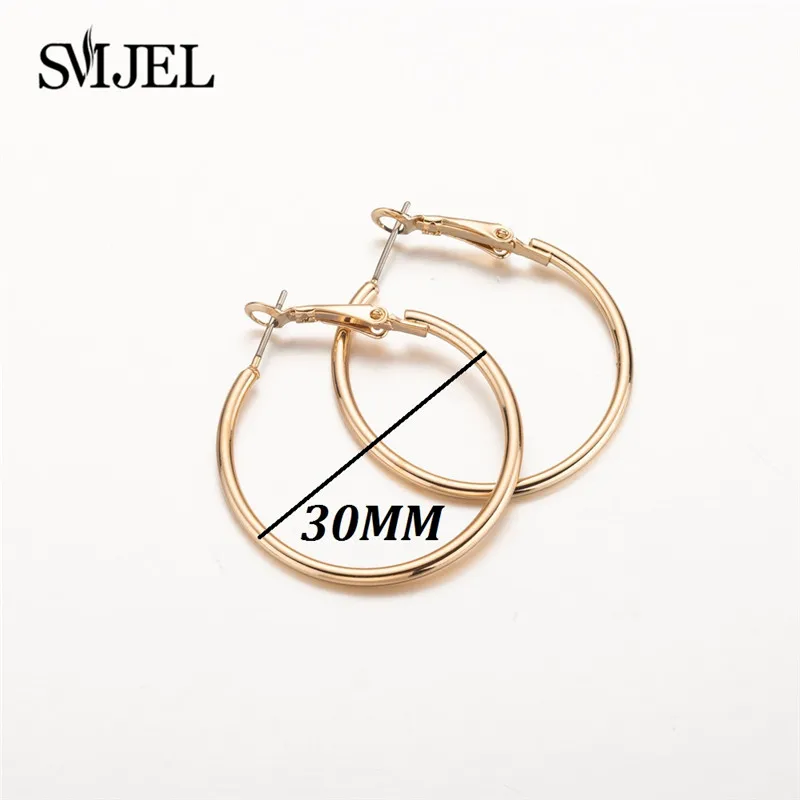size 30mm SMJEL, модные богемные ювелирные изделия из старинных серег, милые черные геометрические круглые серьги-гвоздики из нержавеющей стали, лучший подарок для женщин и девушек - Окраска металла: size 30mm