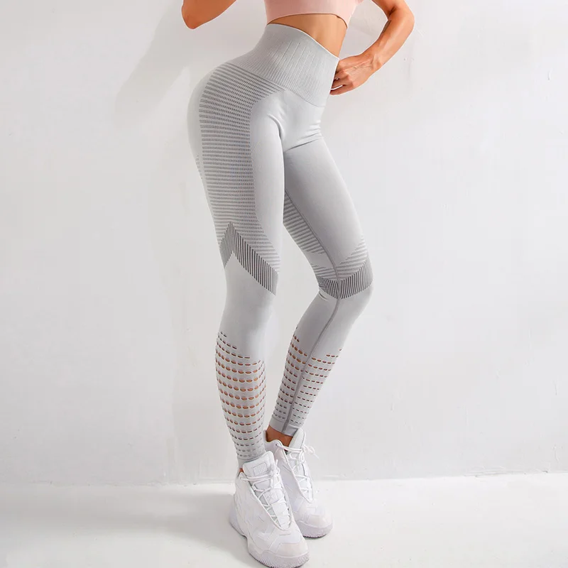 

Casual Women Leggings Fitness High Waist Push Up Patchwork Hollow Out Spandex Leggin Seamless Femme Leggings