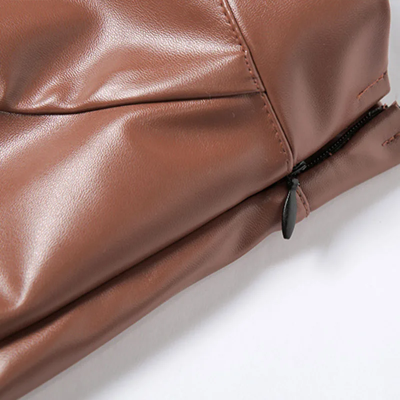 

Ladies High Waist Faux Leather Skirt Spring Summer Cascading Ruffles A Line Mini Skirt Elegant Women Solid Short Faldas 2021 New