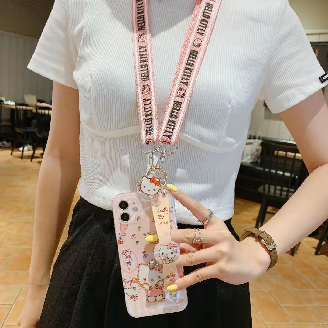 Ceny Sanrio Hello Kitty Ze Smyczą Pasek Na Rękę Opaska Na Telefon Komórkowy Etui Na IPhone 13 Pro Max 12 11 XS X XR SE 7 8 Plus 6 6s Y2k