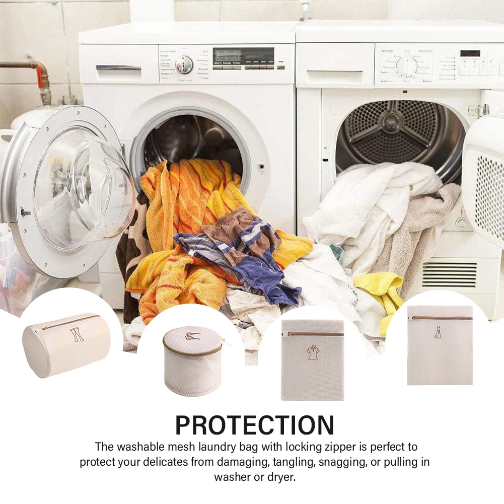 

4pcs Delicates Zipper Mesh Laundry Bag Washing Machine Jeans Underwear Bra Dress Embroidery Blouse Lingerie Clothing Storage
