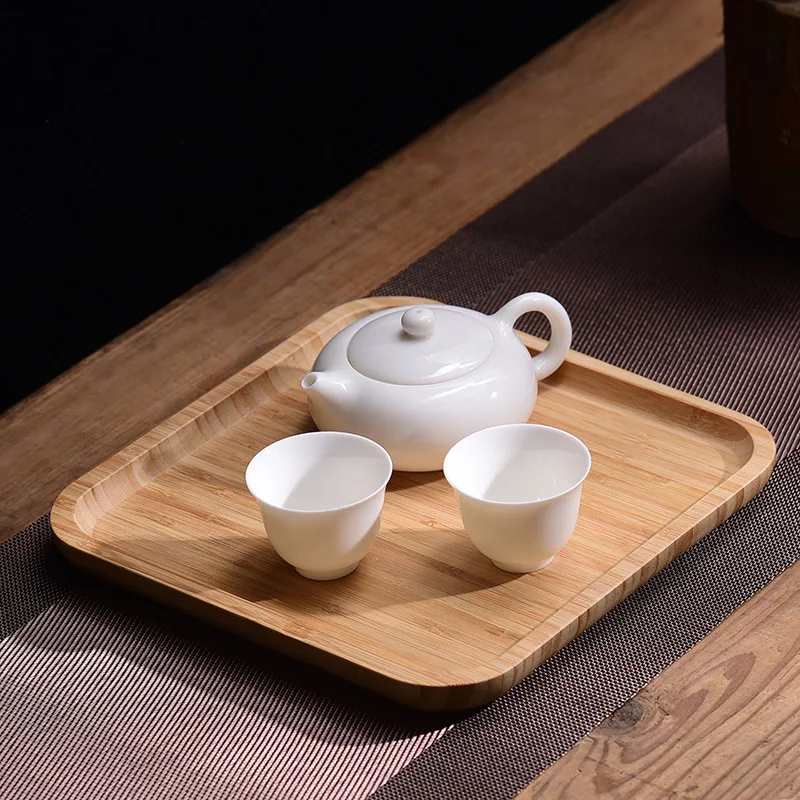 Bamboo tray bamboo tea Japanese rectangular snack round set fruit wooden trays | Дом и сад