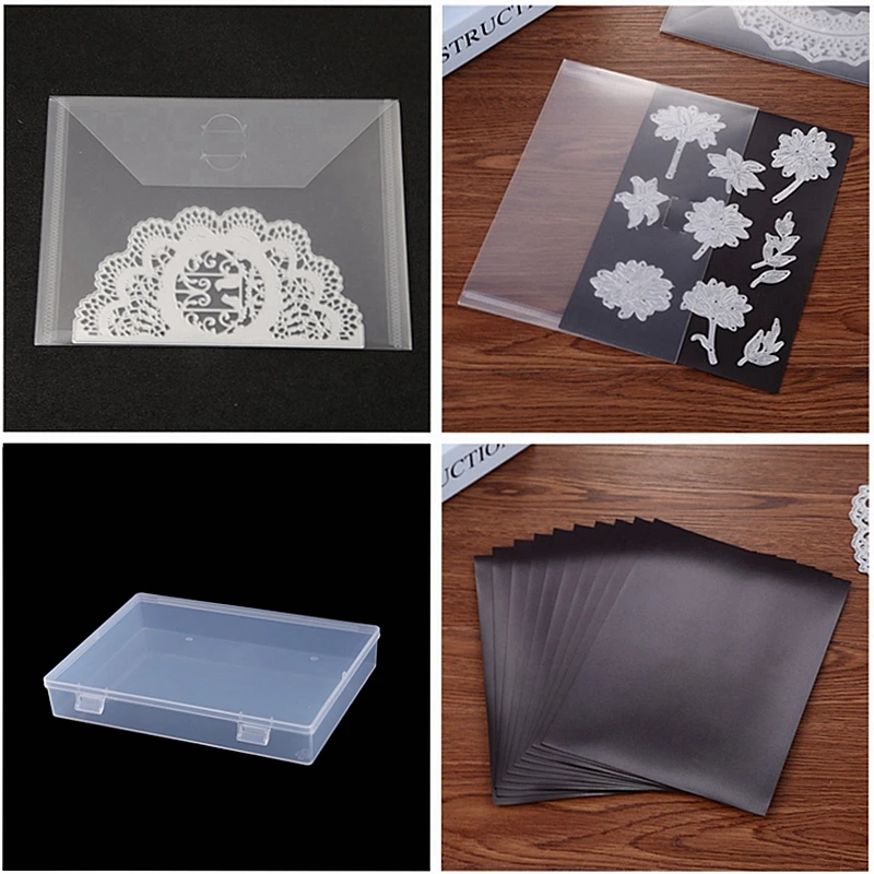 

Mix 10Pcs Set Transparent Portable Storage Bag Match Ribber Soft Magnet Sheet and Box Used To Store Die Stamp Stencil Card Cover