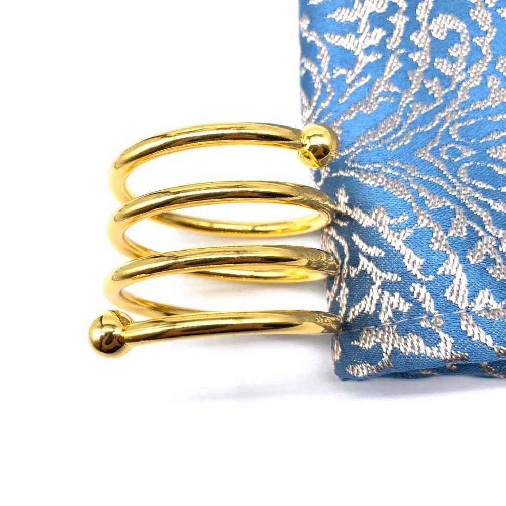 

12pc/set Supper Lunch Silver Gold-Plated Napkin Ring Buckle Dinner Decorative Napkin Ring Button Tableware for Hotels Bars Shops