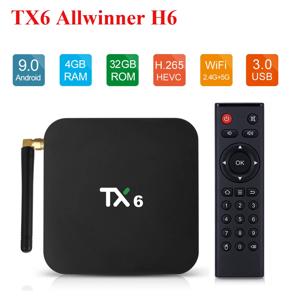 4K Smart tv Box Android 9,0 TX6 Allwinner H6 4GB ram 64GB rom 2G/16G 32G BT 2,4G/5 GHz двойной WiFi медиаплеер TX6 MINI