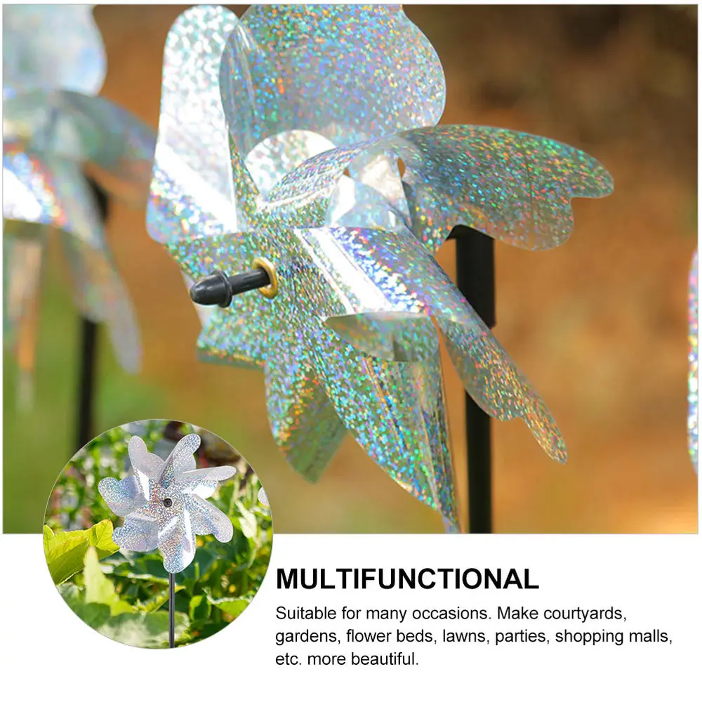 

4pcs Bird Repellent Windmills Reflective Pin Wheels Sparkly Garden Pinwheels