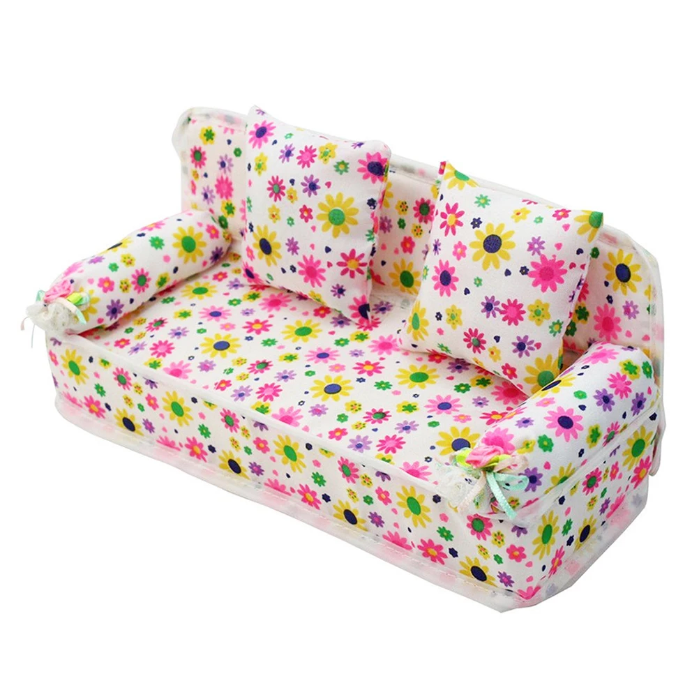 2020 Hot Sale Mini Sofa Furniture Toy Flower Pillows for Doll House 20cm + 2 Accessories | Игрушки и хобби