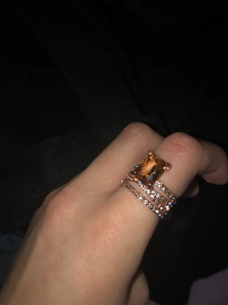 Женские свадебные кольца CC роскошное обручальное кольцо цвета розового золота с