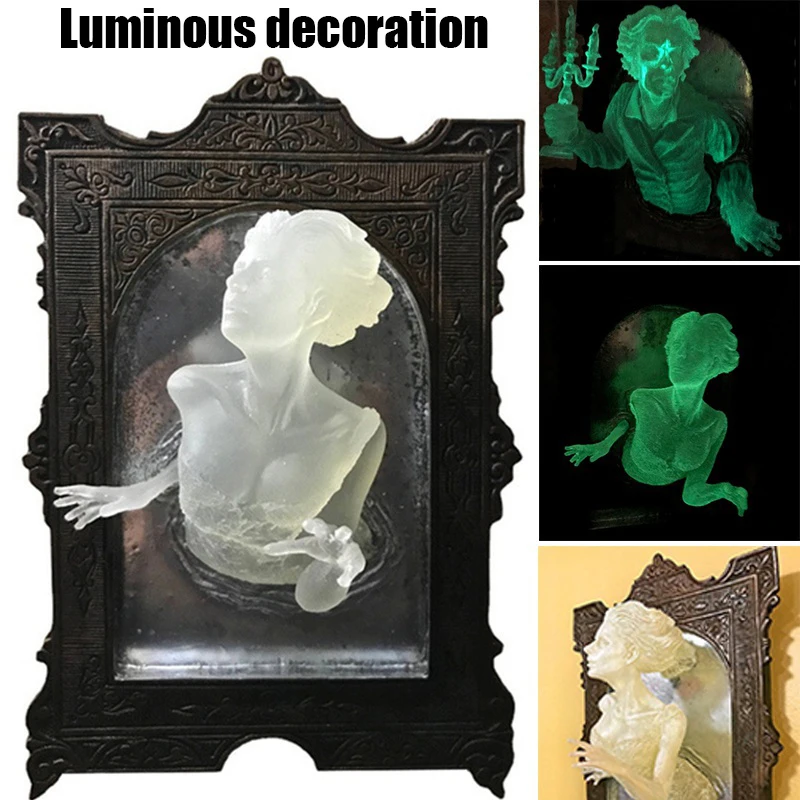 

Готический домашний декор для гостиной, 3D привидение в зеркале, рамка может светиться, украшение на Хэллоуин, дом с привидениями, вечеринка, ...