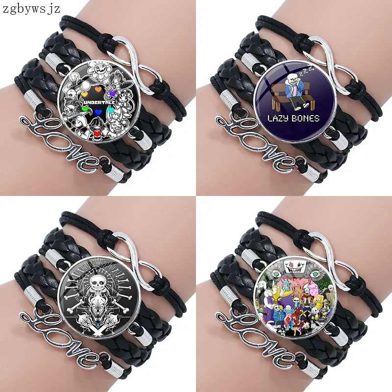 Женский Многослойный кожаный браслет Undertale черный браслет|Браслеты с шармами| |