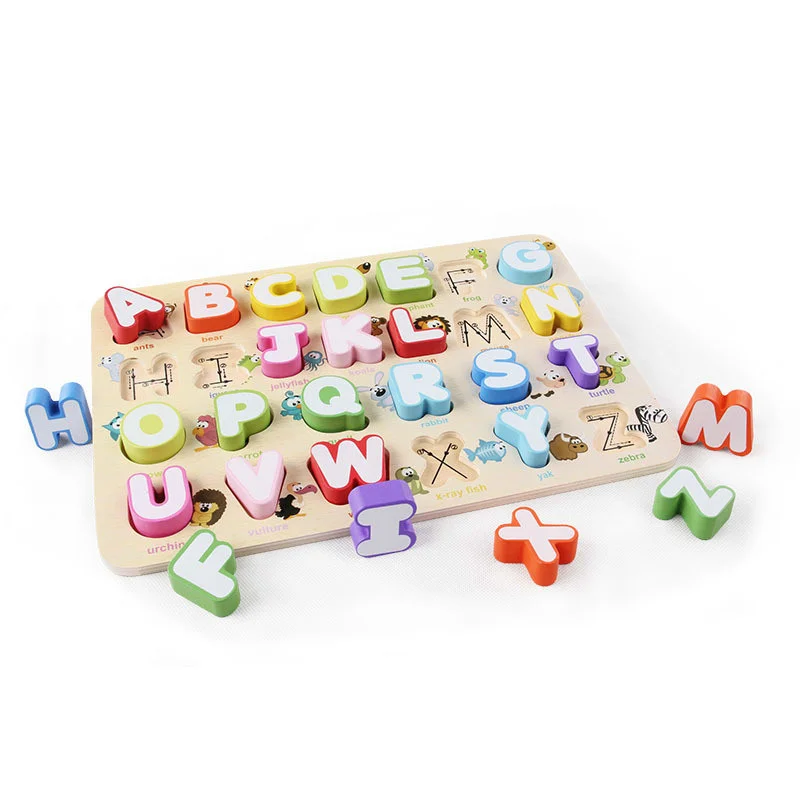 

Для детей раннего образования игрушки Монтессори ABC головоломки цифровые деревянные игрушки головоломки с изображением букв алфавита, ном...
