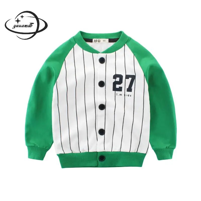 Kids Jackets Spring Autumn Boys Coats 0Long Sleeve O-Neck Striped Casual Pure Cotton Children's Outerwear Clothes H28