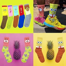 Хлопковые носки с персонажами из мультфильмов для мужчин и wo, мужские повседневные носки, унисекс, Harajuku, креативные Носки для скейтбординга в стиле хип-хоп