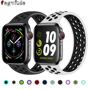 solo loop for apple watch band 40mm 44mm 38mm 42mm breathable elastic belt silicone bracelet band iwatch series se 3 4 5 6 strap free global shipping