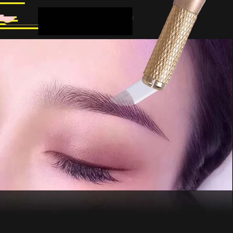 

500 Pcs Microblading Needle Tattoo Blade 12 Pins Lamina Tebori Flex Microblading 12 Prong Flat Permanent Makeup Supplies