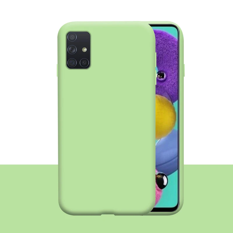 For Samsung Galaxy A51 Case Liquid Silicone Rubber Shockproof Soft Cover A71 Phone Cases SM-A515F Coque |