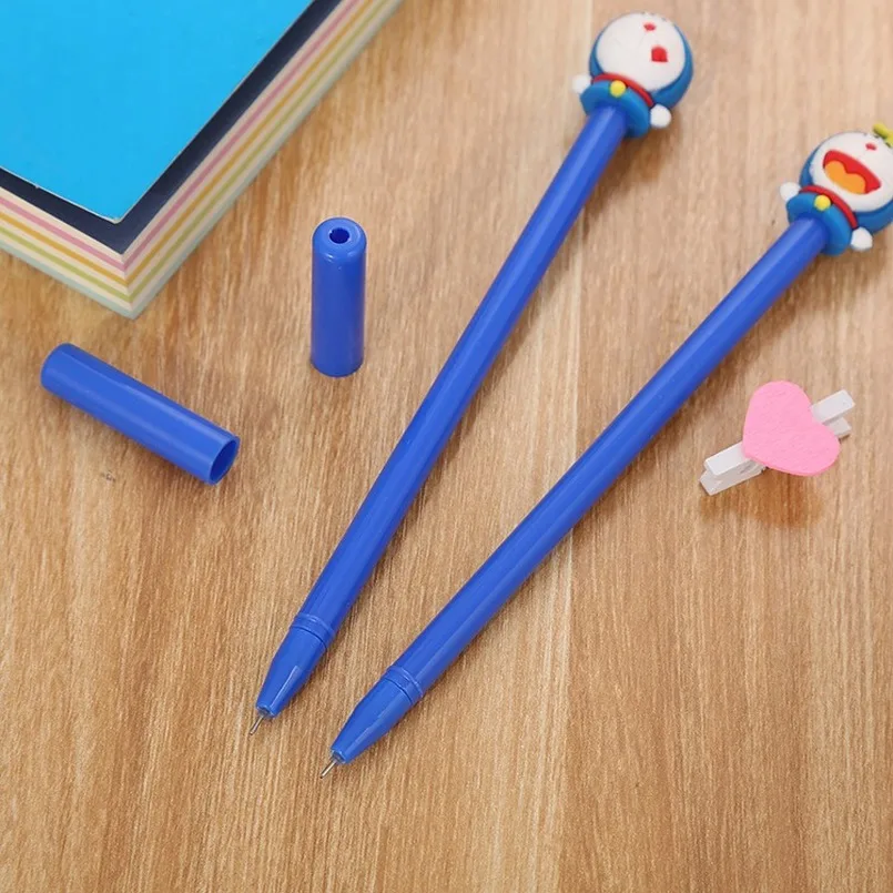 20 PCs Creative Stationery Cartoon Cat Gel Pen Cute Student Animation Ball Pen Doraemon Gel Pen Wholesale
