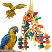 colorful parrot wood rope toy wooden ladder for bird toys swing stand budgie parakeet cage pet bird parrot chew swing toys