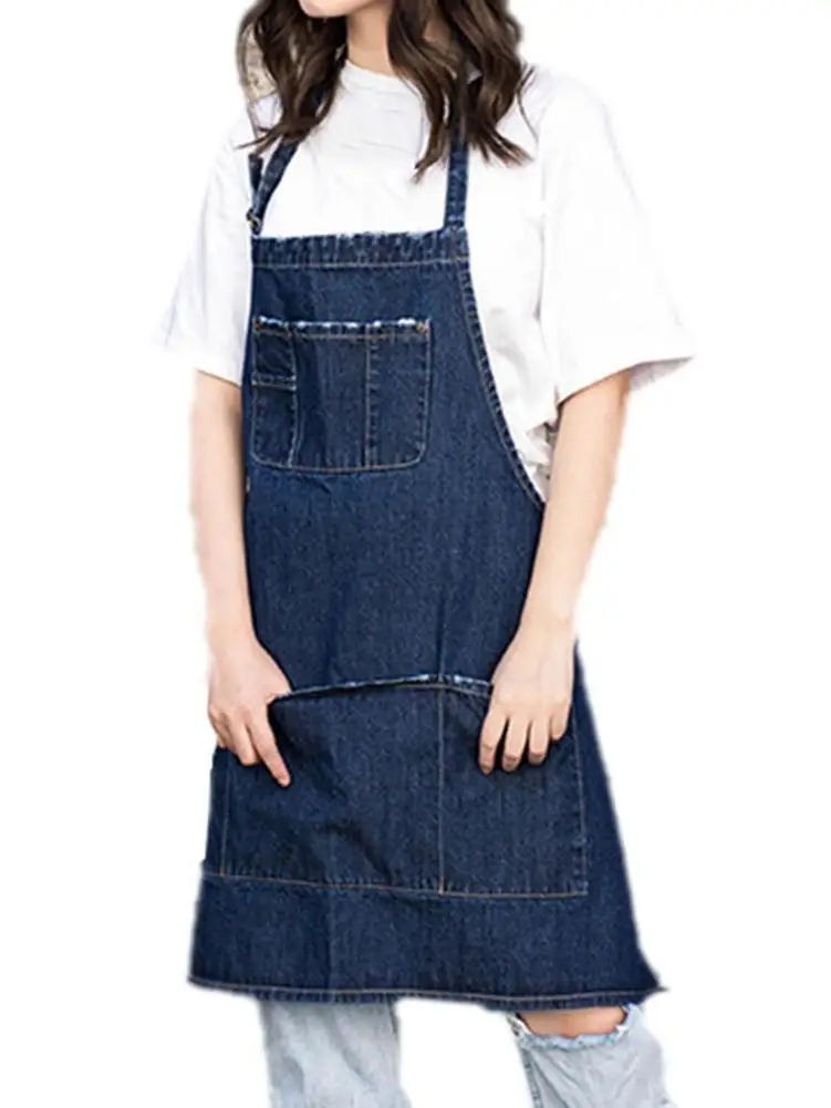 Хлопковый джинсовый фартук для взрослых рабочая одежда выпечки с регулируемым