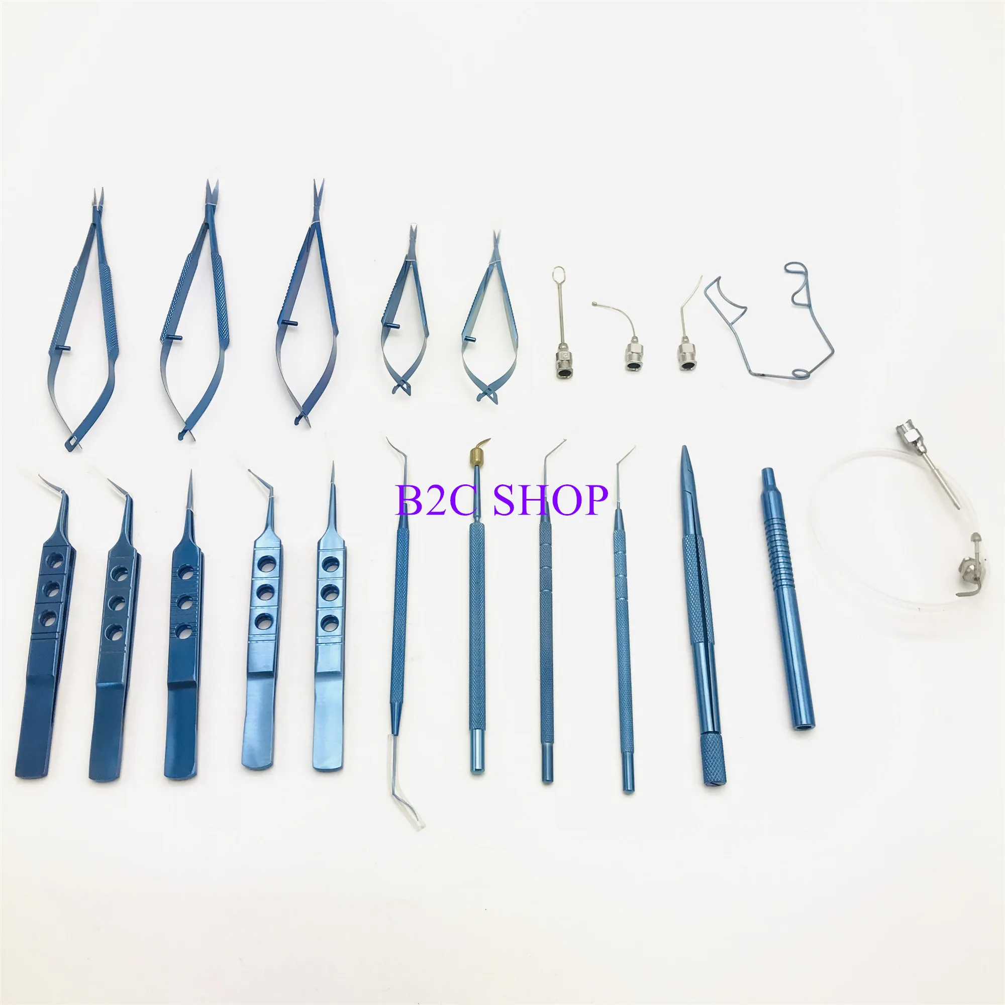 21pcs set only Катаракта набор 21 шт. титановые офтальмологические инструменты стерилизация лоток коробка стерилизации два слоя с 2 силиконовыми матами - Цвет: 21pcs set only