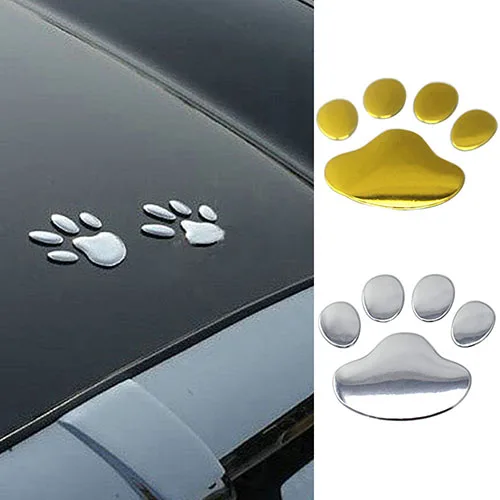 Universal 3D Car Sticker Silver/Golden ST Window Bumper Body Decal Bear Cat Dog Paw Foot DIY Car-styling Accessories |