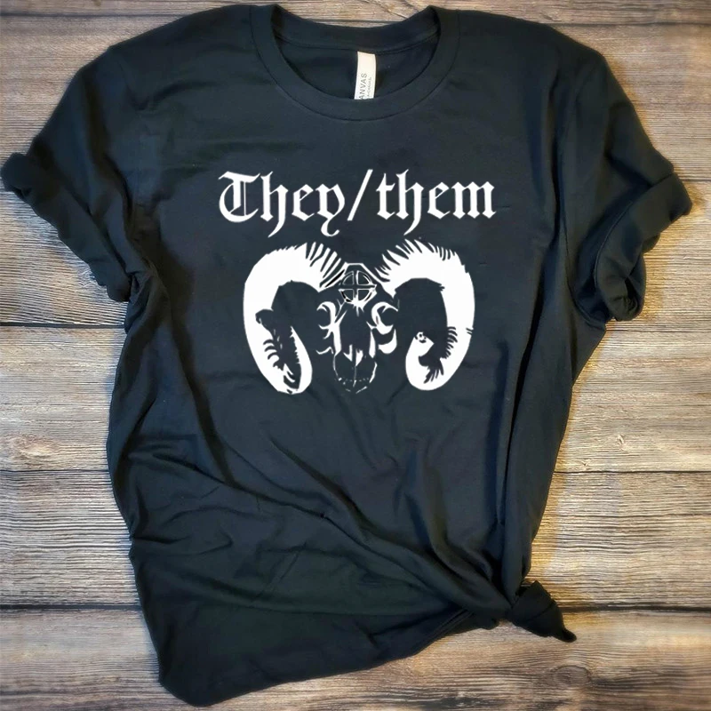 

Hillbilly Unisex Vintage Ram Print Graphic Cotton Tees Black Cotton Short Sleeve Tops Plus Size Loose Grunge Shirts For Women