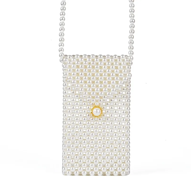 

Scattered Beads Beaded Hand-Woven Homemade Pearl Mobile Phone Bag Crossbody Bag
