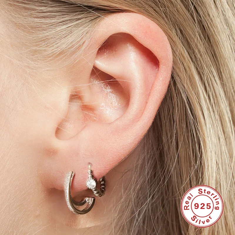 

AIDE 925 Sterling Silver Huggie Earrings For Women Crystal Hoop Earrings Piercing Pendientes Gift 2021 Trend Bijou Brincos CZ