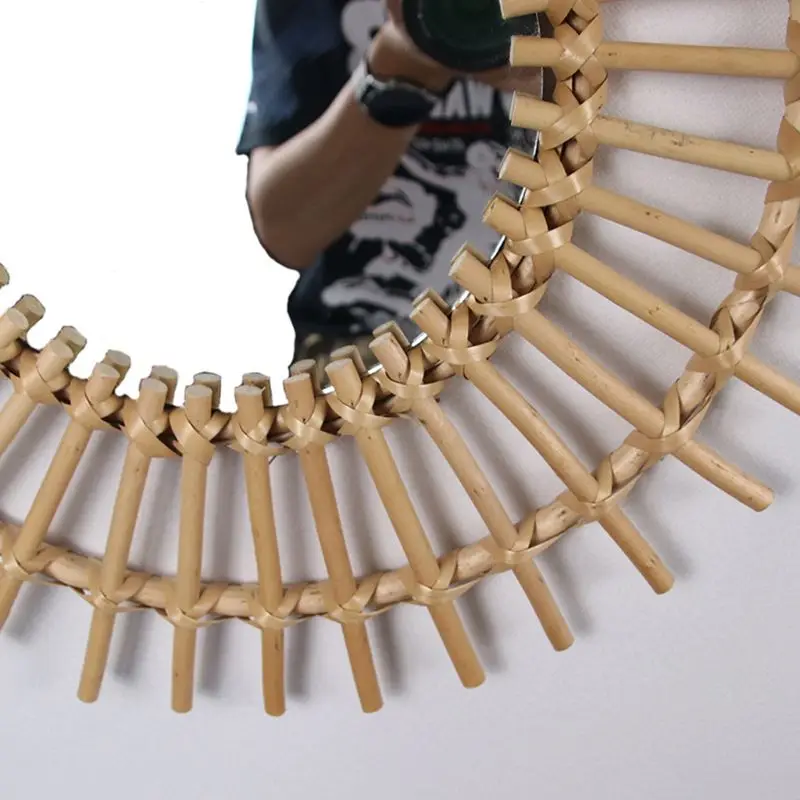 Новинка 2021 инновационное художественное украшение из ротанга круглое зеркало