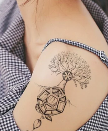 

Flower Tattoo Sticker Water Transfer Waterproof Tattoo Sticker Pattern Black Rose Sticker Cartoon Wolf Animal Fake Tattoo