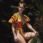 Новинка 2021, слитный купальник с цветочным принтом, оборками, открытой спиной, сетчатый купальник с оборками, женский купальный костюм с пуш-ап, пляжная одежда, монокини