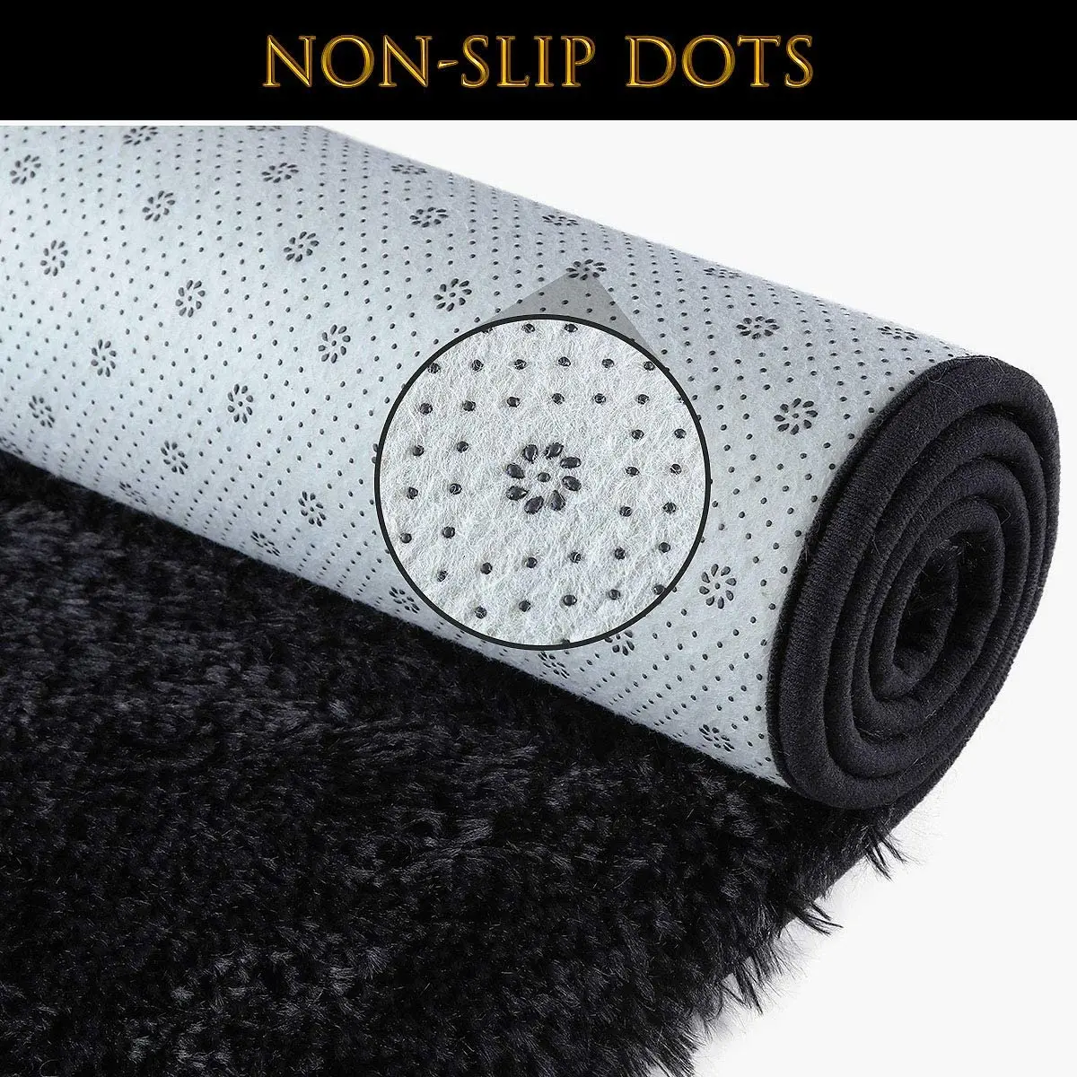 Ковер пушистый черный коврик с ворсом для спальни гостиной ковер детской