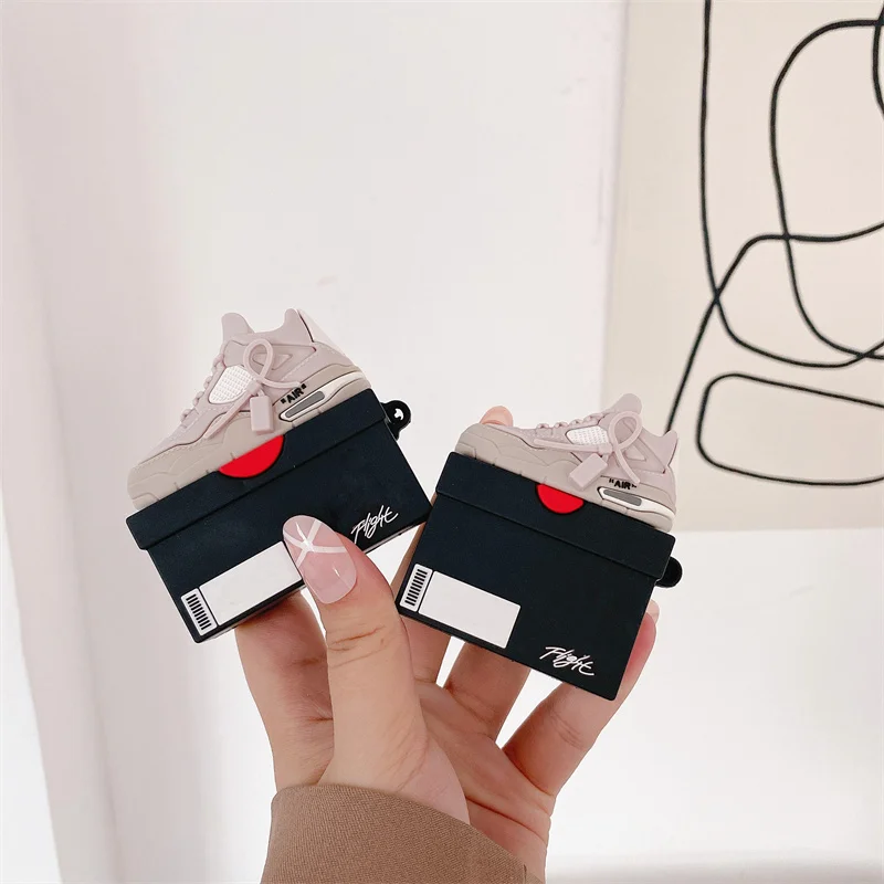 

Модный чехол для наушников Apple Airpods 1/2, симпатичный чехол для кроссовок, бокс для обуви, силиконовый чехол для наушников, зарядный чехол для ...
