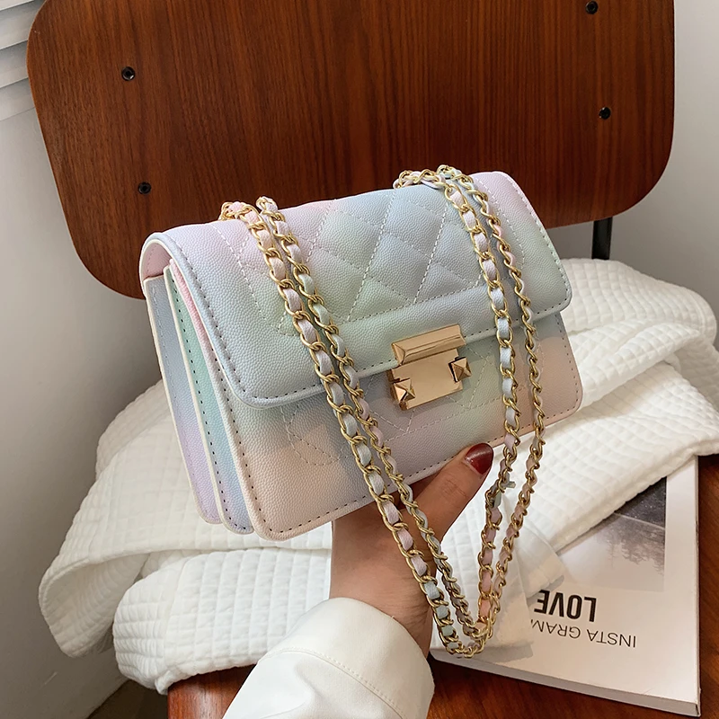 

Rainbow Bag for Women Messenger Bag Summer Lingge Single Shoulder Small Square Bag Luxury Handbags Women Bags Designer
