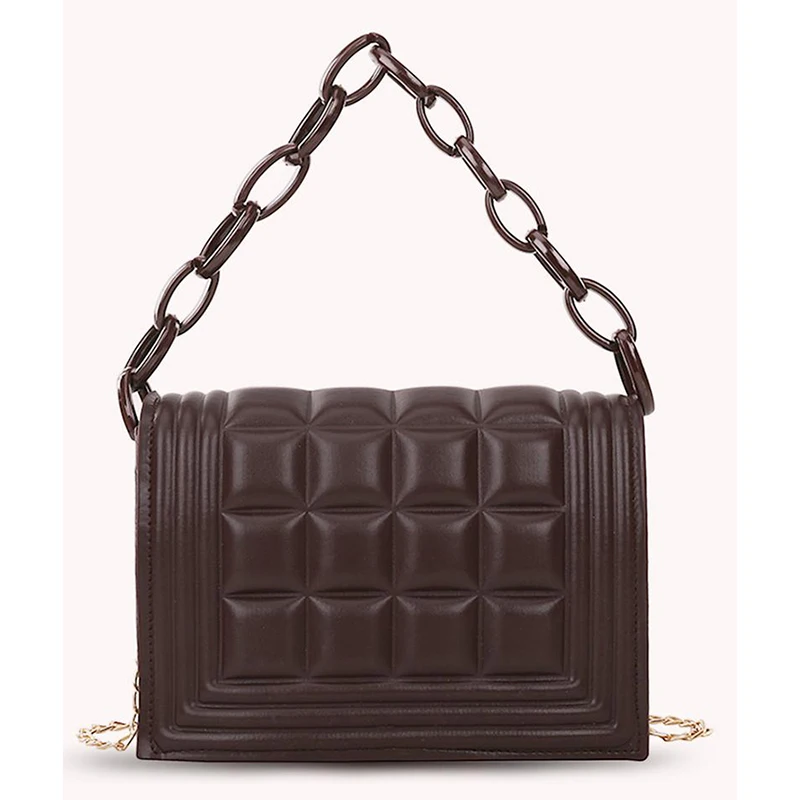 

Fashion Exquisite Shopping Bag Portable Lattice Pattern Handbag Chain Leather Crossbody Bag Solid Street Purse