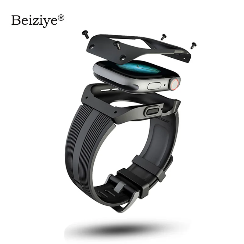 Силиконовый ремешок + чехол для Apple Watch 44 мм 40 4 5 6 SE спортивный дышащий iWatch Band 38