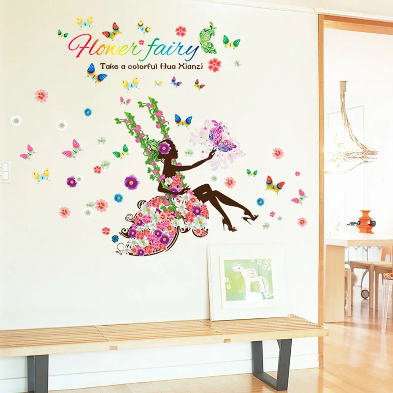 

Flower Swing Fairy Girl Wall Stickers DIY Dancer Mural Dormitory Decals for Home Decoration Kids Rooms Butterfly Bedroom Nursery