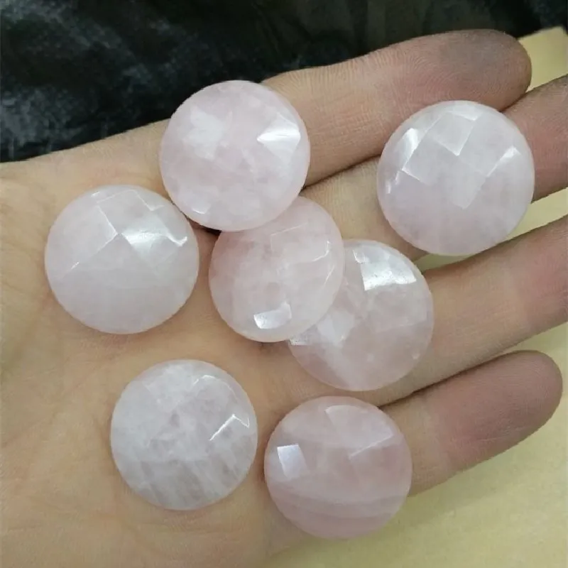 

4PCS Nature Faceted Rose Quartz Stone Cabochons Round Shape 25MM For Women Pendants Making DIY Beads Accessories Hot Sells New